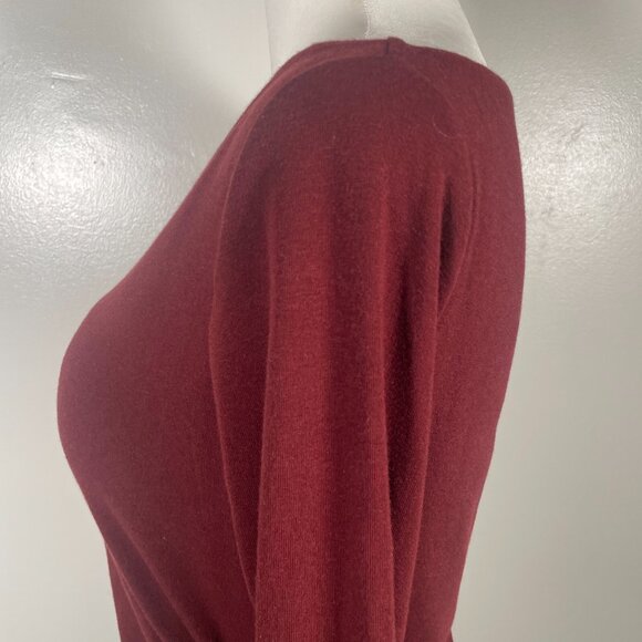OGLmove Top Womens Large Red Built in-Bra Stretch Knit Boat Neck Long Sleeve - Picture 7 of 16